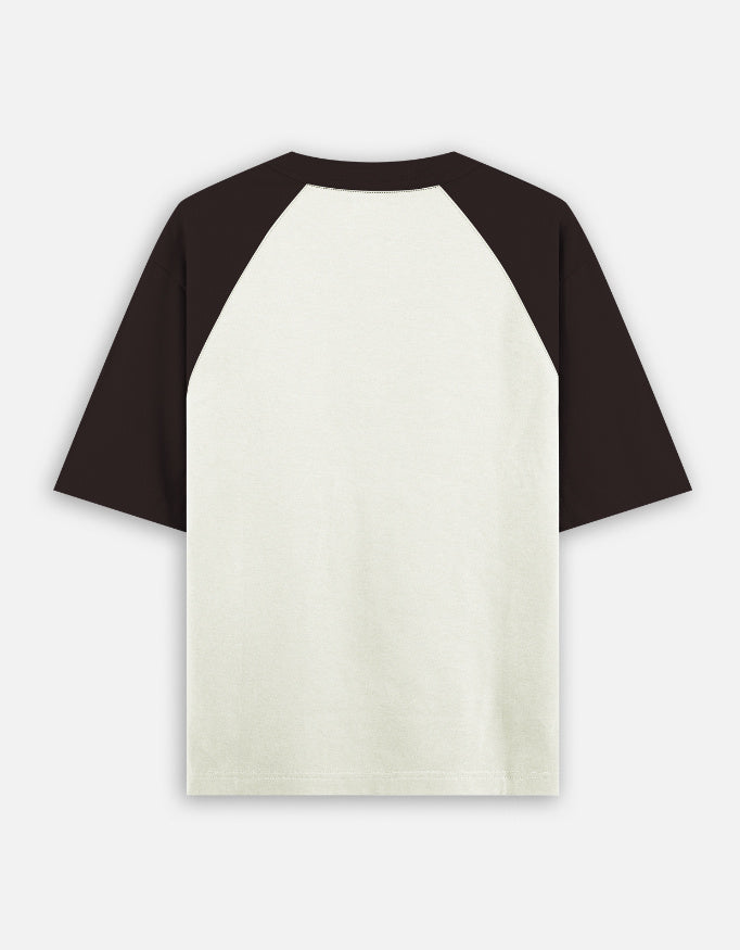 Ganpati oversized raglan tshirt back view - Espresso Brown Cream Ivory