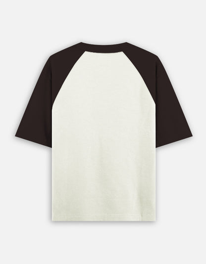 Ganpati oversized raglan tshirt back view - Espresso Brown Cream Ivory